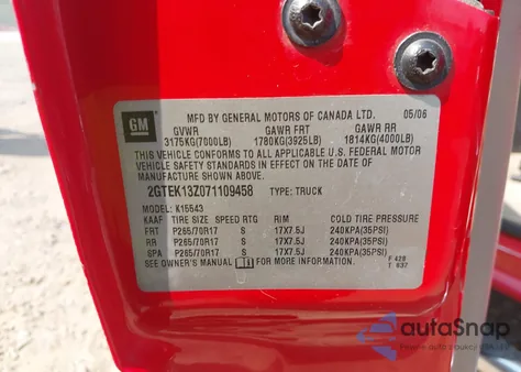 2007 GMC Sierra 1500 Classic Slt from USA, damaged, VIN 2GTEK13Z071109458